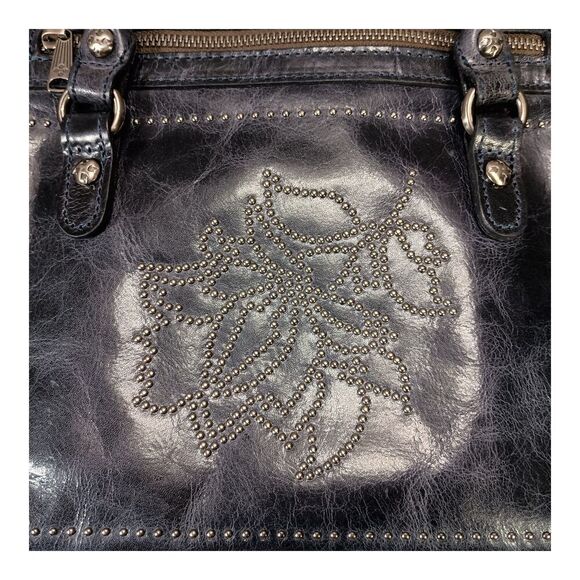 Patricia Nash Calvi Shoulder Bag Tote Studded Embellished Rose Navy Blue Leather - Picture 3 of 15